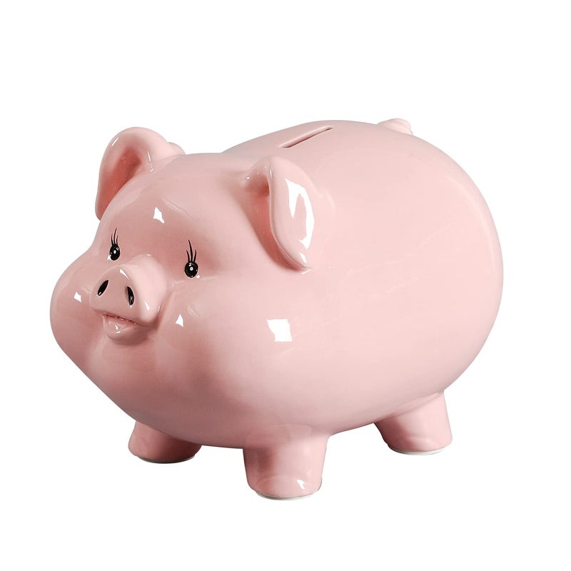 PIG WORLD 7" Piggy Bank for Adults,Money Bank,Ceramics Alcancias De Dinero para Adultos NiÃ±os,Girls Piggy Bank for Boys,Coin Bank,Modern Home Decor Living Room - Image 1